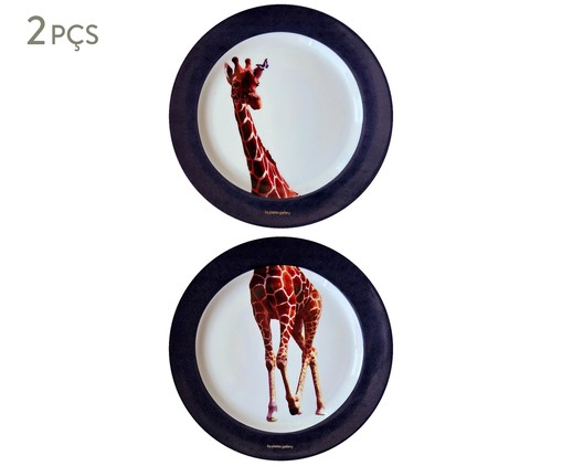 Jogo de Pratos em Porcelana Duo Girafa Azul, Azul | WestwingNow
