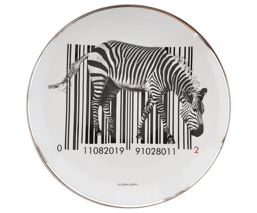 Prato de Porcelana Bar Code Zebra, Branco | WestwingNow