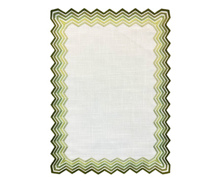 Lugar Americano Auguri Casa Zig Zag Branco com Bordado Verde I | Westwing