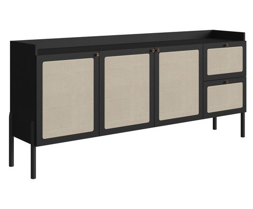Buffet Tela Oslo Nero 3 Portas, Preto | WestwingNow