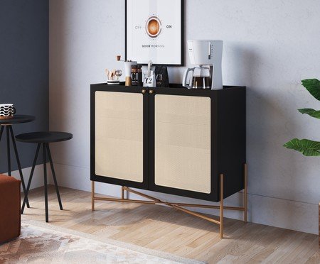 Buffet Bar Tela Oslo Nero e Dourado | Westwing