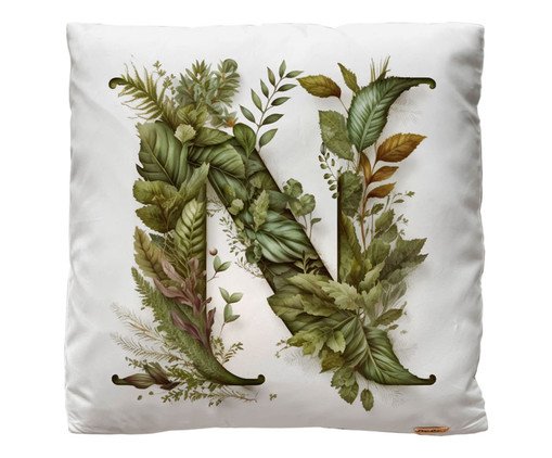 Capa de Almofada Monograma Botanical Letra N Branca, Branco | WestwingNow