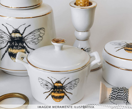 Mini Cocotte em Porcelana Abelha Branco | WestwingNow