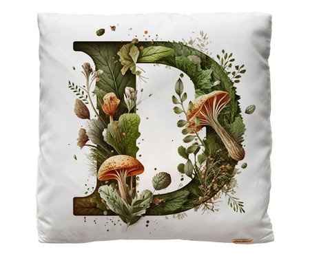 Capa de Almofada Monograma Botanical Letra D Branca | Westwing