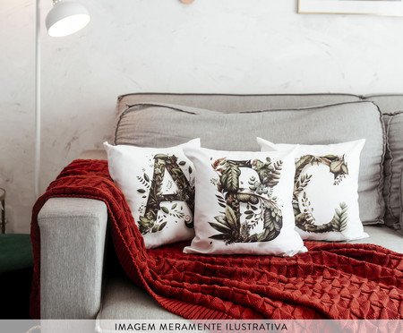 Capa de Almofada Monograma Botanical Letra B Branca | Westwing