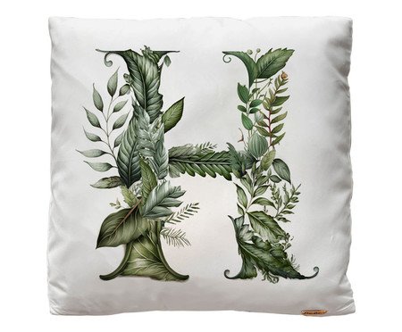 Capa de Almofada Monograma Botanical Letra H Branca | Westwing