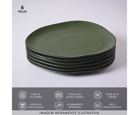 Jogo de Pratos Raso Orgânico Greenery Verde | Westwing