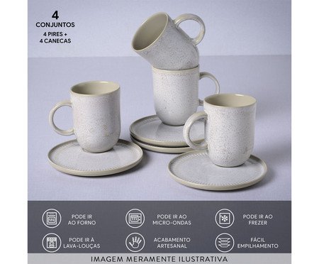Jogo de Canecas com Pires Coup Stoneware Latte Cru | Westwing