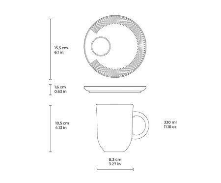 Jogo de Canecas com Pires Coup Stoneware Latte Cru | Westwing