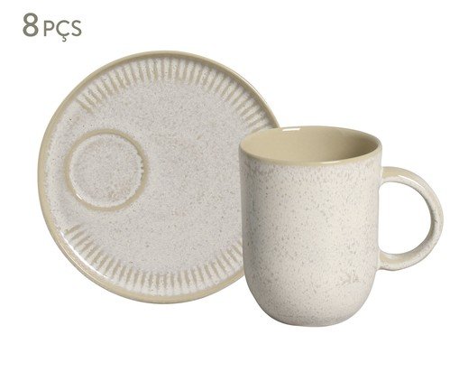 Jogo de Canecas com Pires Coup Stoneware Latte Cru, Bege | WestwingNow
