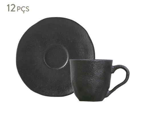 Jogo de Xícaras para Café Orgânico Carbon Abstrato, Preto | WestwingNow