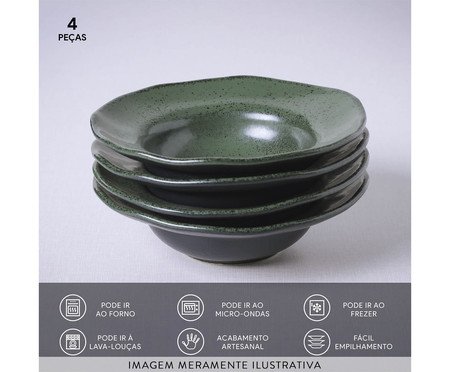 Jogo de Pratos para Sobremesa Orgânico Greenery Verde IV | Westwing