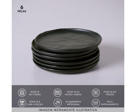 Jogo de Pratos para Pão Bio Matte Preto | Westwing
