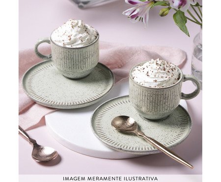 Jogo de Xícaras para Chá Empilhável Linhas Pistache Verde Menta | Westwing