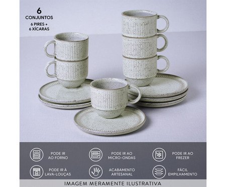 Jogo de Xícaras para Chá Empilhável Linhas Pistache Verde Menta | Westwing