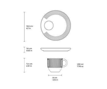 Jogo de Xícaras para Chá Empilhável Linhas Pistache Verde Menta | Westwing