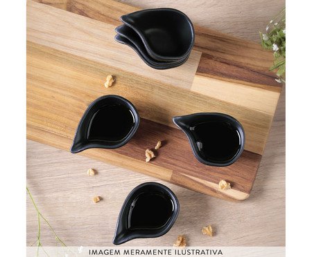 Jogo de Molheiras Oval Orgânico Preto Matte Preto | Westwing