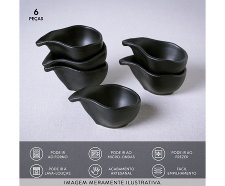 Jogo de Molheiras Oval Orgânico Preto Matte Preto | Westwing