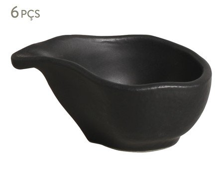 Jogo de Molheiras Oval Orgânico Preto Matte Preto | Westwing