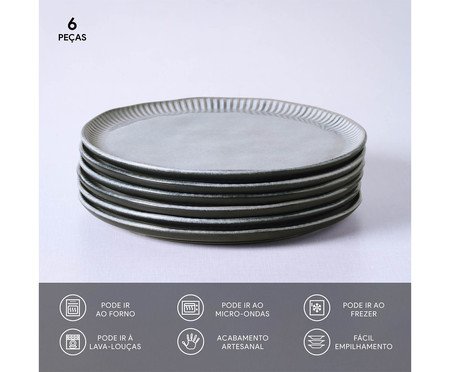 Jogo de Pratos Raso Linhas Dust Cinza | Westwing