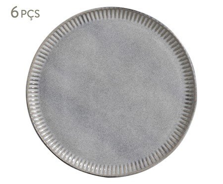 Jogo de Pratos Raso Linhas Dust Cinza | Westwing