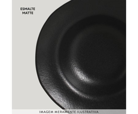 Jogo de Pratos para Sobremesa Orgânico Preto Matte Preto IV | Westwing