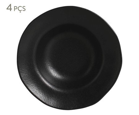 Jogo de Pratos para Sobremesa Orgânico Preto Matte Preto IV | Westwing