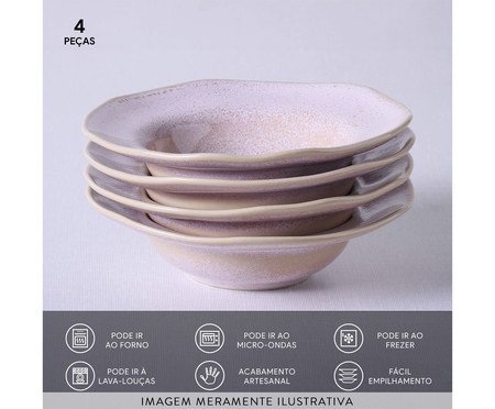 Jogo de Pratos para Sobremesa Orgânico Litchi Rosa | Westwing