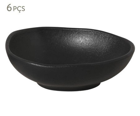 Jogo de Cumbucas Oval Orgânico Preto Matte Preto | Westwing