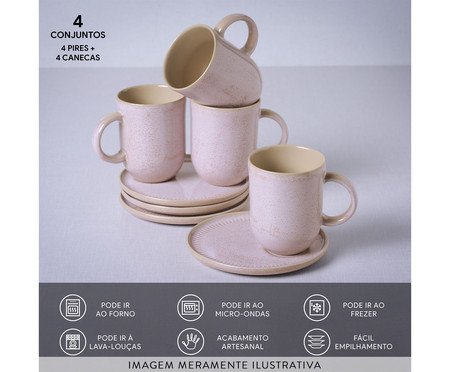 Jogo de Canecas Coup Stoneware Litchi Rosa | Westwing
