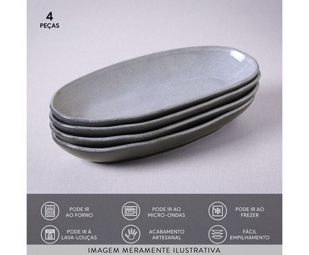 Jogo de Travessas Oval Funda Orgânico Dust Cinza | Westwing