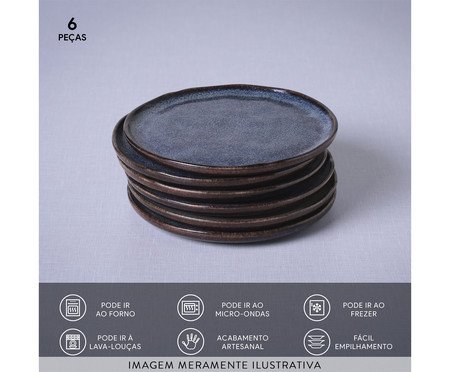 Jogo de Pratos para Pão Bio Titanium Azul Escuro | Westwing