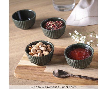 Jogo de Ramequins Médio Linhas Greenery Verde | Westwing