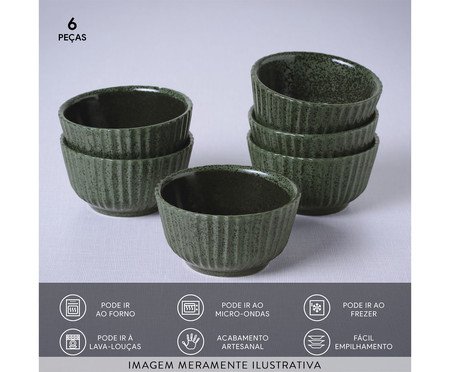 Jogo de Ramequins Médio Linhas Greenery Verde | Westwing