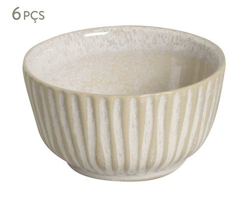 Jogo de Ramequins Médio Linhas Latte Cru, Bege | WestwingNow