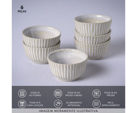 Jogo de Ramequins Médio Linhas Latte Cru | Westwing