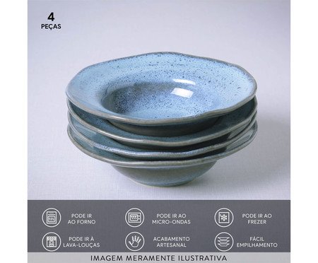 Jogo de Pratos para Sobremesa Orgânico Breeze Azul Claro lV | Westwing