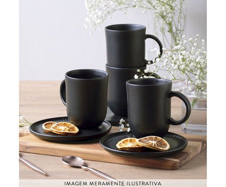 Jogo de Canecas com Pires Coup Matte Preto | Westwing