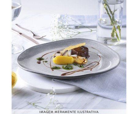 Jogo de Pratos Raso Orgânico Dust Cinza | Westwing