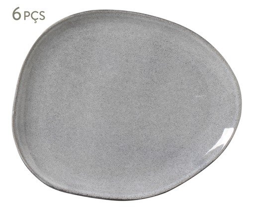 Jogo de Pratos Raso Orgânico Dust Cinza, Cinza | WestwingNow