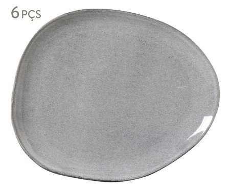 Jogo de Pratos Raso Orgânico Dust Cinza | Westwing