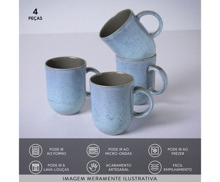 Jogo de Canecas Coup Stoneware Breeze Azul Claro | Westwing