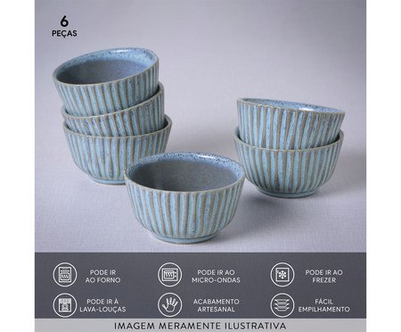 Jogo de Ramequins Médio Linhas Breeze Azul Claro | Westwing