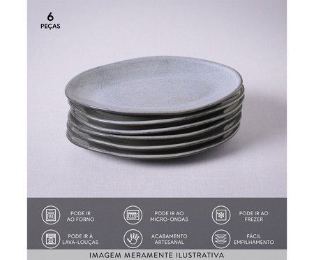 Jogo de Pratos para Sobremesa Orgânico Dust Cinza Vl | Westwing