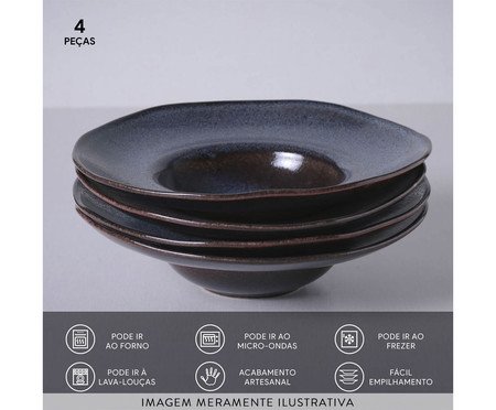 Jogo de Pratos para Massa Orgânico Titanium Azul Escuro | Westwing