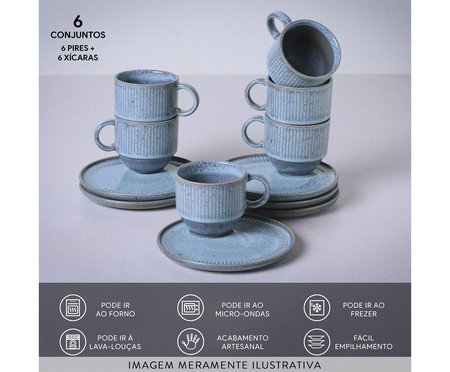 Jogo de Xícaras para Chá Empilhável Linhas Breeze Azul Claro | Westwing