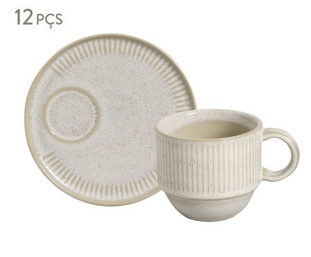 Jogo de Xícaras para Chá Empilhável Linhas Latte Cru | Westwing