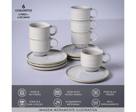 Jogo de Xícaras para Chá Empilhável Linhas Latte Cru | Westwing