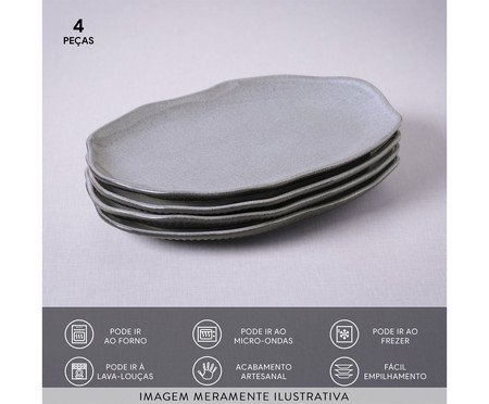 Jogo de Travessas Oval Rasa Média Bio Dust Cinza | Westwing