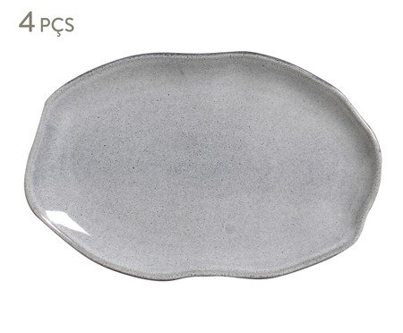 Jogo de Travessas Oval Rasa Média Bio Dust Cinza | Westwing